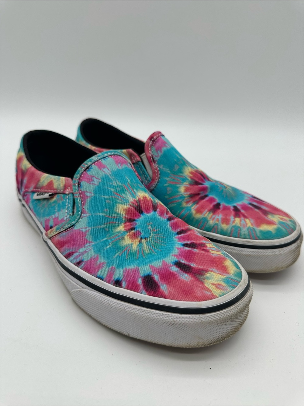 Vans Asher Tie-Dye Slip-On Sneakers - Turquoise Pink Yellow
